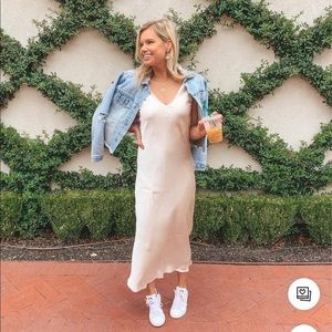 LouLou satin Dress in cream from revolve